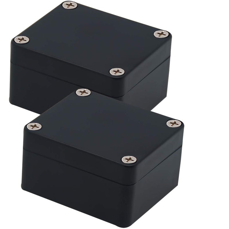 Zulkit Junction Box, Zulkit Project Box IP65 Waterproof Outdoor Box ABS Plastic Electrical Boxes Electronic Enclosure Black 2.48 x 2.28 x 1.38 inch (63 x 58 x 35mm) (Pack of 2) - Image 1
